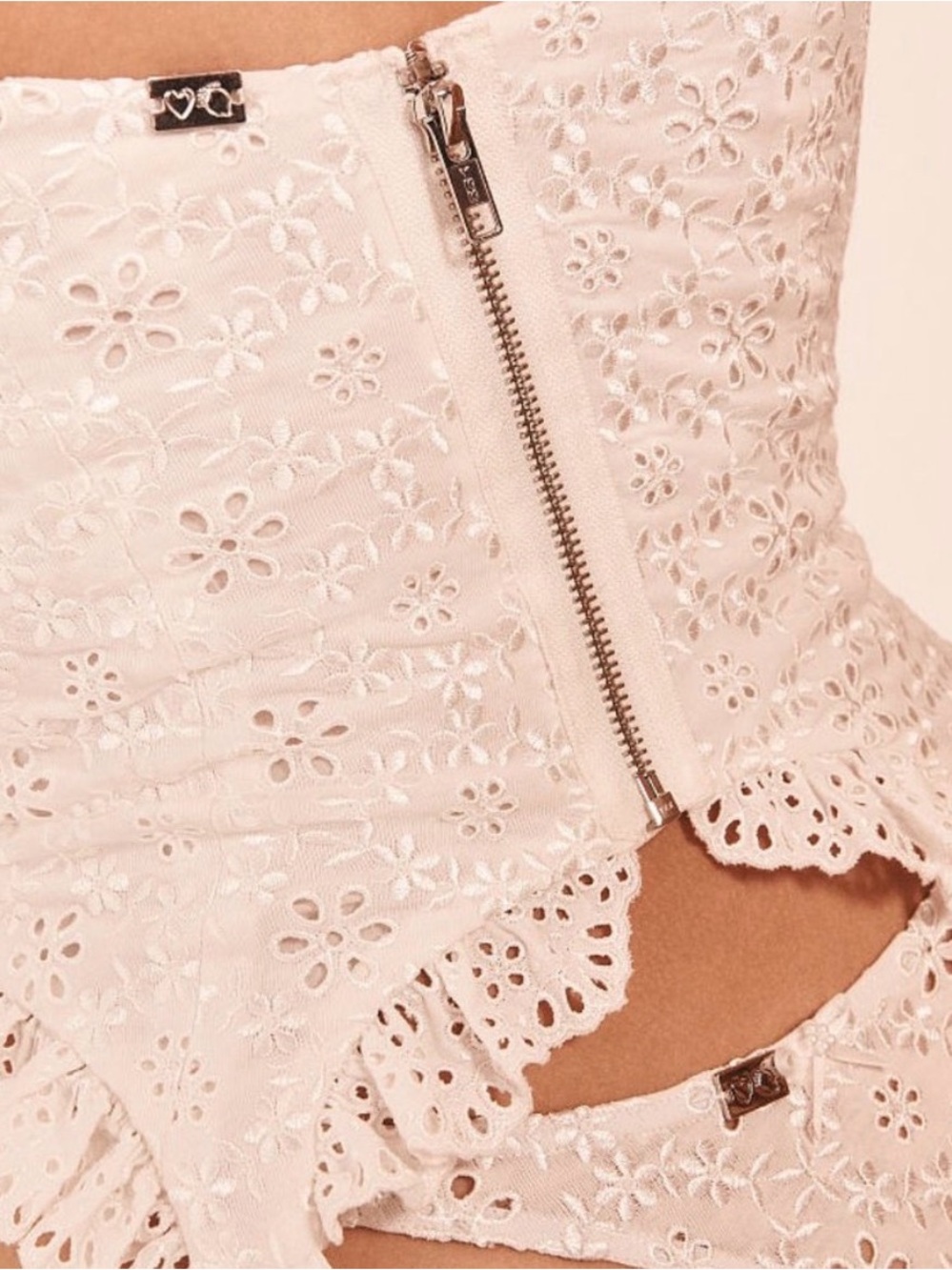 For Love & Lemons Sophie Eyelet Bustier Lace Front Top in White, Size Small (S) - Picture 15 of 15